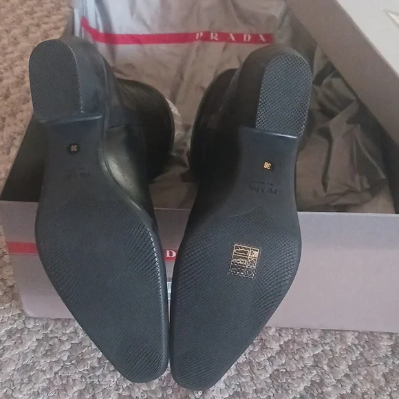 Vintage black Prada sport western boots  black nylon and leather with logo 36/6 - Picture 5 of 5